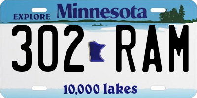 MN license plate 302RAM