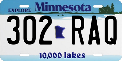 MN license plate 302RAQ