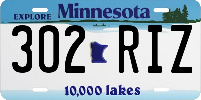 MN license plate 302RIZ