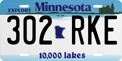 MN license plate 302RKE