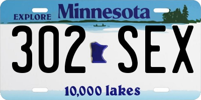 MN license plate 302SEX