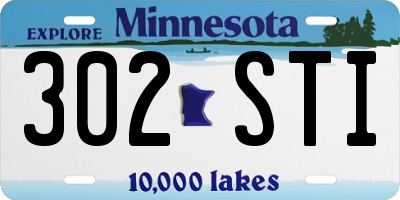 MN license plate 302STI