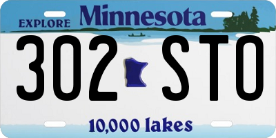 MN license plate 302STO