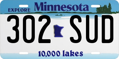 MN license plate 302SUD