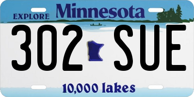 MN license plate 302SUE
