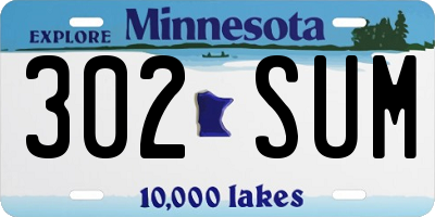 MN license plate 302SUM