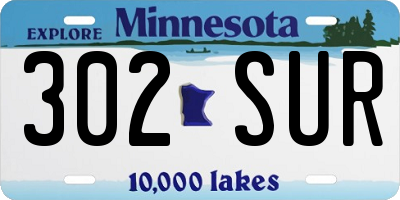 MN license plate 302SUR