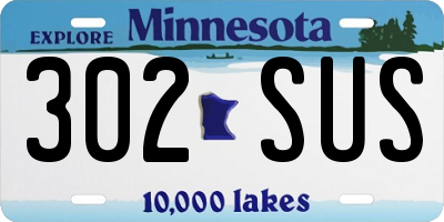 MN license plate 302SUS
