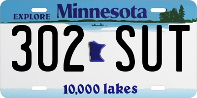 MN license plate 302SUT