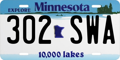 MN license plate 302SWA