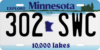 MN license plate 302SWC