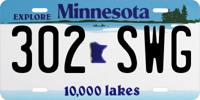 MN license plate 302SWG