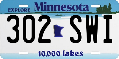MN license plate 302SWI
