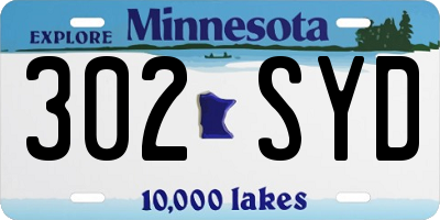 MN license plate 302SYD