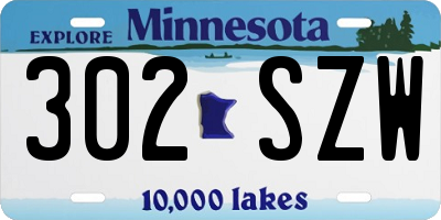 MN license plate 302SZW