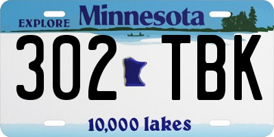 MN license plate 302TBK