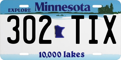 MN license plate 302TIX