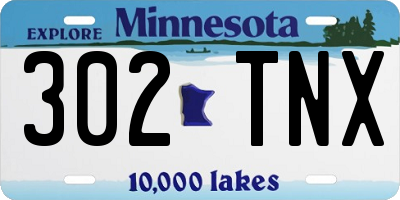 MN license plate 302TNX
