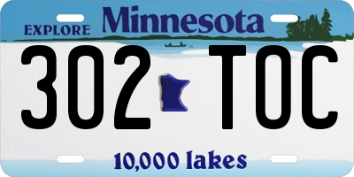MN license plate 302TOC