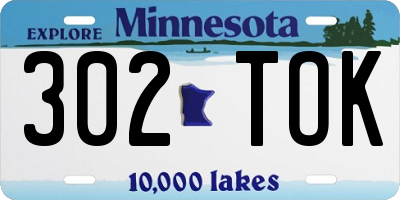 MN license plate 302TOK