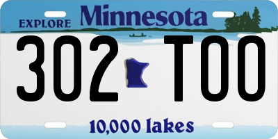 MN license plate 302TOO