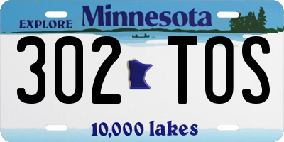 MN license plate 302TOS