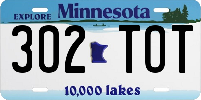 MN license plate 302TOT