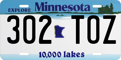 MN license plate 302TOZ