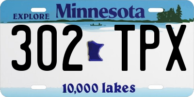 MN license plate 302TPX