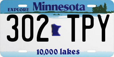 MN license plate 302TPY