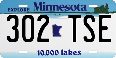 MN license plate 302TSE