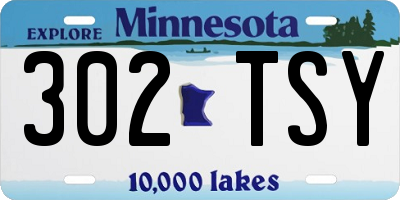 MN license plate 302TSY