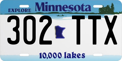 MN license plate 302TTX