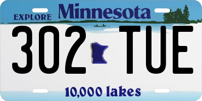 MN license plate 302TUE