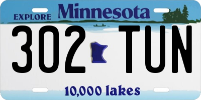 MN license plate 302TUN