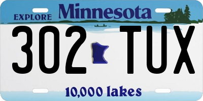 MN license plate 302TUX