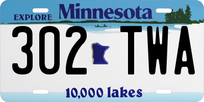 MN license plate 302TWA