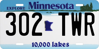 MN license plate 302TWR