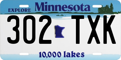 MN license plate 302TXK