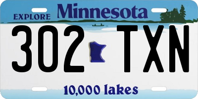 MN license plate 302TXN