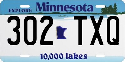 MN license plate 302TXQ