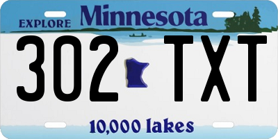 MN license plate 302TXT