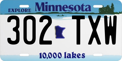 MN license plate 302TXW