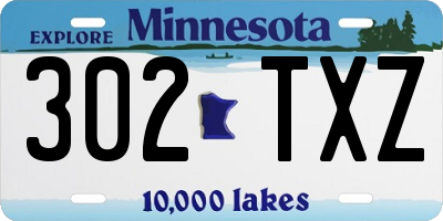 MN license plate 302TXZ