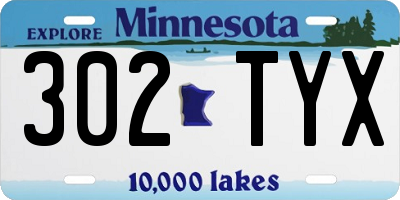 MN license plate 302TYX