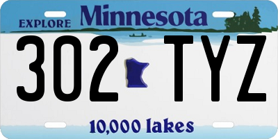 MN license plate 302TYZ