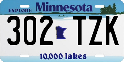 MN license plate 302TZK
