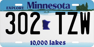 MN license plate 302TZW