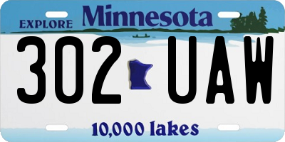 MN license plate 302UAW
