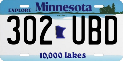 MN license plate 302UBD